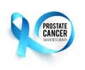 Banner for Prostate cancer awareness month in november. Word hope with realistic blue ribbon. Design template for poster Royalty Free Stock Photo