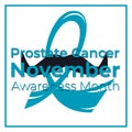 Banner with Prostate Cancer Awareness Realistic Light-Blue Ribbon.