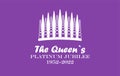 Banner Queens Platinum Jubilee, 1952-2022. Vector illustration of the crown of about 70 years of service. Background