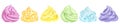 Banner rainbow multicolored buttercream, sweet whipped cream, ice cream, marshmallows. Food clipart cupcakes muffins