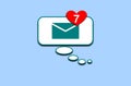 Banner of receiving messages with the heart. Messaging technology. Love. Royalty Free Stock Photo