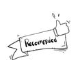 Banner recommended with thumbs up handdrawn doodle cartoon style
