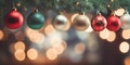 Seasonal banner with red, green and gold Christmas tree baubles Royalty Free Stock Photo