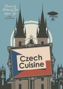 Banner for a restaurant Czech cuisine with flag