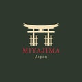 Banner with ritual Torii Gate, Miyajima, Japan