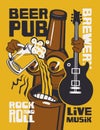 Banner for rock-n-roll pub with funny beer bottle