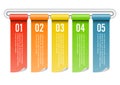 Banner rolled infographics five options. Template for brochure, business, web design. Vector illustrator Royalty Free Stock Photo
