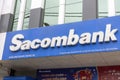 Banner of Sacombank on the street in Vietnam