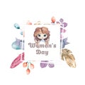 Banner for sale International Happy Women`s Day on flower background. Flyer for March 8 with the decor of floral. Invitations wit