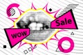 Banner for sale modern hipster pop art open mouth