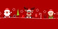 Banner Santa Reindeer And Elf Christmas Icons Red Royalty Free Stock Photo