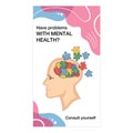 Banner scattered puzzle brain cartoon vector illustration Royalty Free Stock Photo