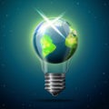 Vector illustration of earth in space, idea bulb Royalty Free Stock Photo