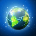 Vector illustration earth in space, with light Royalty Free Stock Photo