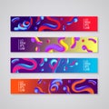 Banner set with abstract dynamic background design. Fluid colors on colorful gradient background. Eps10 vector Royalty Free Stock Photo