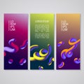 Banner set with abstract dynamic background design. Fluid colors on colorful gradient background. Eps10 vector Royalty Free Stock Photo