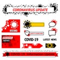 Banner set of Coronavirus logo or icon badge with ribbon for covid-19 update