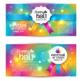 Banner set happy holi beautiful Indian festival colorful collect