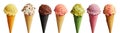 Banner with a set of ice-cream in cones Royalty Free Stock Photo