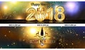 2 banner set leaderboard for Christmas and New Year 2018 Royalty Free Stock Photo