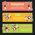 Banner set for New Year 2016, year of the Monkey Royalty Free Stock Photo