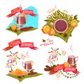 Banner set with ribbons for Festa Junina Brazil party. Vector illustration Royalty Free Stock Photo