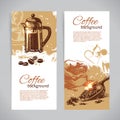 Banner set of vintage coffee backgrounds. Menu for restaurant, cafe, bar, coffeehouse