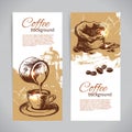 Banner set of vintage coffee backgrounds. Menu for restaurant, cafe, bar, coffeehouse