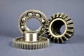 Banner with several metal gears and ball bearing. Royalty Free Stock Photo