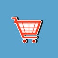 Banner with Shopping cart vector icon and copy space for stores, shops, other commerce