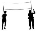 Banner Silhouette Protestors at March Rally Strike