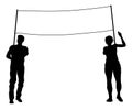 Banner Silhouette Protestors at March Rally Strike