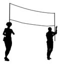 Banner Silhouette Protestors at March Rally Strike