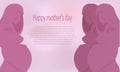 A banner with the silhouettes of three pregnant women tenderly hugging their belly