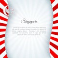 Banner Singapore flag on a white background Curved pattern red lines with text Singapore Patriotic background for business card