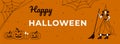 Banner for the site and printing on the theme of the Halloween holiday. Pumpkins candles and cobwebs