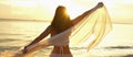 Banner size of attractive young asian woman bikini sexy with shawl on a seaside beach tropical resting and relaxation travel lifes Royalty Free Stock Photo