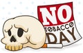 Skull, Cigarette and Loose-leaf Calendar Commemorating No Tobacco Day, Vector Illustration