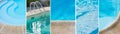 Banner with some swimming pools for background