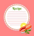 Banner, sticker, note for the recipe. Making recipe for cooking. Set of products for cooking dishes