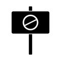 Banner with stop signal silhouette style icon