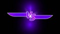 Banner. Stylized 'VS' battle emblem with radiant purple effects against dark backdrop.