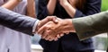 The banner of  successful Businesspeople team work which handshake and Success concept of handshaking after good deal while the Royalty Free Stock Photo