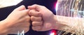 Banner of sucess with Partnership Team Giving Fist Bump after complete deal. Successful Teamwork Partnership in an Office with Royalty Free Stock Photo