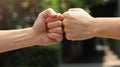 Banner of sucess with Partnership Team Giving Fist Bump after complete deal. Successful Teamwork Partnership Royalty Free Stock Photo