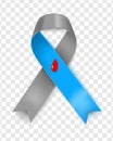 A banner with a symbol of awareness about Type I diabetes with a realistic ribbon. A design template for infographics or website