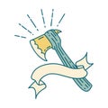banner with tattoo style hatchet axe Royalty Free Stock Photo