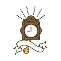 banner with tattoo style ticking clock Royalty Free Stock Photo