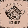 Banner for tea shop with teapot and herbal collection Royalty Free Stock Photo