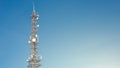 Banner with telecommunication tower with many transmitters and receivers for various radio frequencies and data transmission,